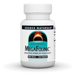 Source Naturals Mega Folinic Acid, Bioactive Form of Folic Acid, 800mcg. Supports Speech, Focus, Behaviour, Brain & Neurological Development.-120 Tablets