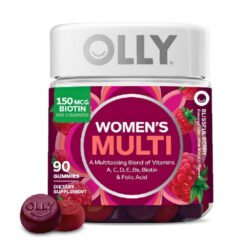 OLLY Women's Daily Multivitamin Gummies, with Vitamins A,D,C,E, Biotin, Folic acid. Support for Energy, Vitality, Wellness, Hair Growth,. Berry Flavour - 90 Gummies.                                                                                                                                                                       Exp: 03/2027