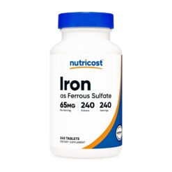 Nutricost Iron (Ferrous Sulfate), 65MG. Prevent Anaemia, ADHD support, Boost Immunity, Red Blood Cell Production, Reduce Tiredness-240 Tablets                                                           Exp: