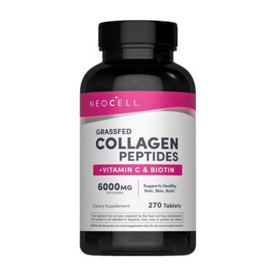 Neocell Grassfed Collagen Peptide with Vitamin C & Biotin, For healthy, Hair, Skin, & Nails. To Promote Beauty From Within- 270 Caplets                                              Exp: