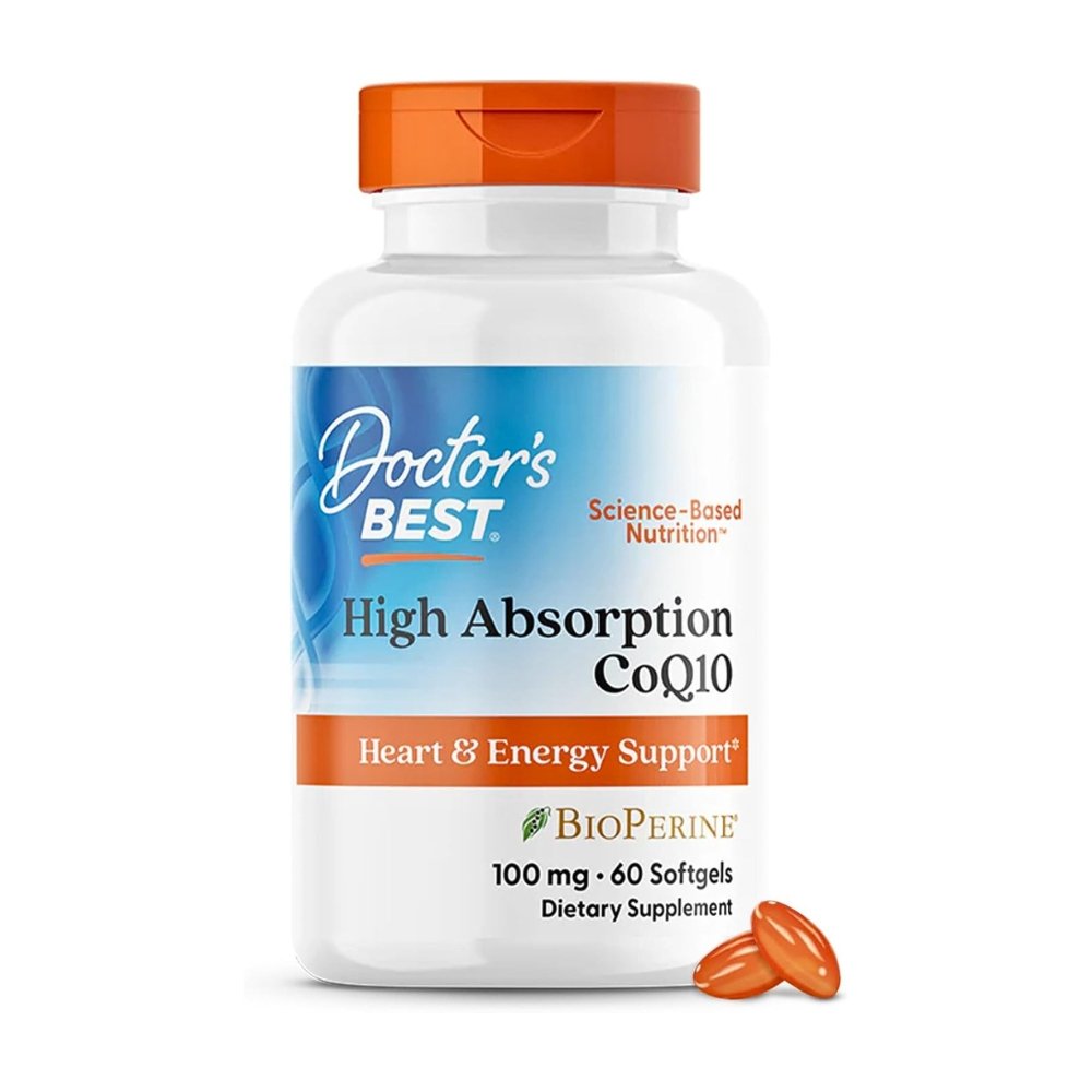 Doctor's Best High Absorption CO-Enzyme-Q10 with Bioperine, 100mg. Supports Heart Health & Function, Energy Production- 60 Softgels |2 Months Supply| Exp: 09/2028