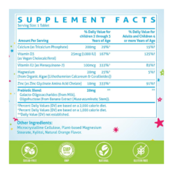 Alternative view of ChiQwench High Absorption Calcium Supplement with Vitamin D2,K2,Magnesium,Zinc & Prebiotics for children, Orange Flavour For Bone Strength, Teeth and Joint Support -60 Tablets