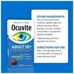Alternative view of Bausch & Lomb Ocuvite 50+ Eye Vitamins & Mineral with Omega-3, Zinc & Lutein. Antioxidants For Eye Health, Improve Visual Function,  50 Softgels                                             Exp: 01/2028