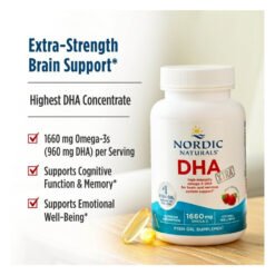 Alternative view of Nordic Naturals DHA Xtra, High Strength DHA, 960mg. Antinflammatory, ADHD, Memory, Speech, Focus, Brain & Nervous System Support. Strawberry Flavoured, -90 Softgels                                                       Exp:
