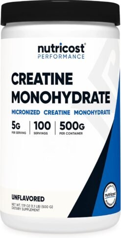 Nutricost Micronized Creatine Monohydrate,                              Unflavoured Powder                                                        Top Supplement for Exercise Perfomance Muscle and Strength Training -500g                                                 Exp: