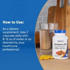 Alternative view of Nutricost Berberine HCL 1200mg with Ceylon cinnamon 
For Weight Loss Support, Blood Sugar Control, Gut Health-120 Capsules 
Exp