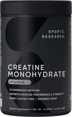Sport Research Creatine Monohydrate Micronized Unflavoured Powder- Improve Performance strength and support workout recovery -500g                                          Exp: