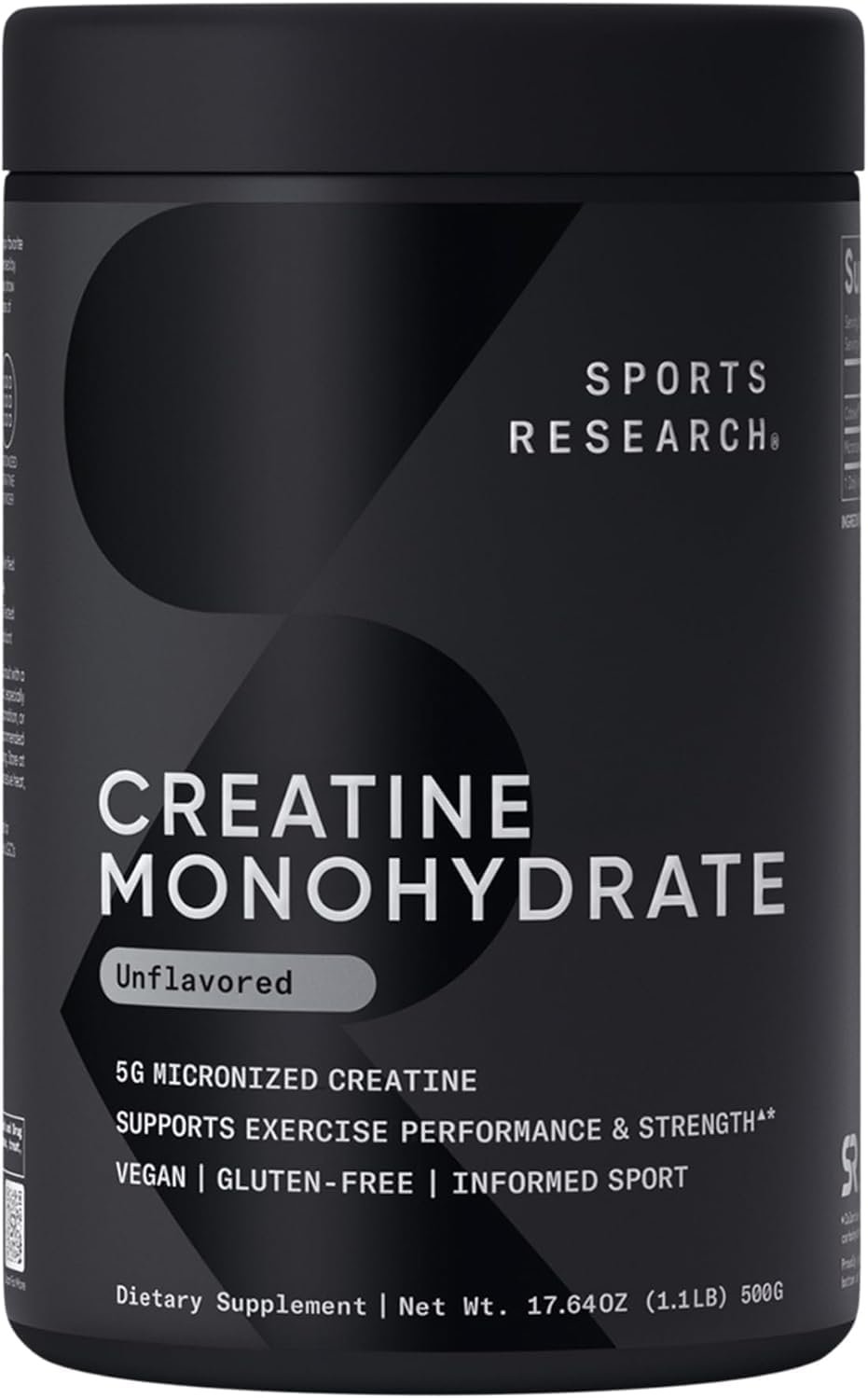 Sport Research Creatine Monohydrate Micronized Unflavoured Powder- Improve Performance strength and support workout recovery -500g Exp:
