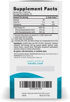 Alternative view of Nordic Naturals DHA Xtra, High intensity DHA Formula 960mg                                                    Strawberry Flavoured  Softgels - Brain & Nervous System Support-90 Softgels                                                       Exp: