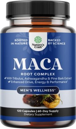 Nature's Craft Potent Maca Root 400mg with Ashwagandha,Tribulus terrestris and Siberian Ginseng, To Support Wellness, Enhance Performance and Reduce Stress -60 capsules                                                    Exp: