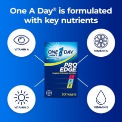 Alternative view of One A Day Men's Pro Edge Multivitamin Supplement with Vitamins A,B,C,D,E and Zinc for Immune Health Support, Magnesium for Healthy Muscle function and Improved Energy - 50 tablets