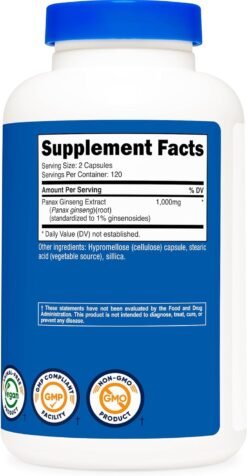 Alternative view of Nutricost Panax Ginseng 1000mg                                               For Energy Boost, Support, Healthy Stress Management, Immune System Boost-240 Capsules                                                                               Exp: