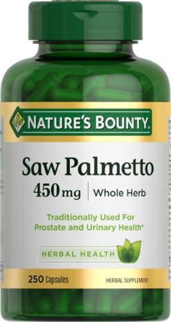 Nature's Bounty Saw Palmetto                       Extra Strength 450mg                                                                      For Prostate and Urinary Health-250 Capsules                                                                              Exp:
