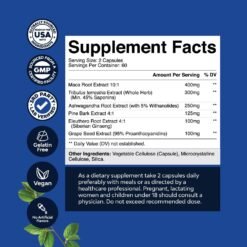 Alternative view of Nature's Craft Potent Maca Root 400mg with Ashwagandha,Tribulus terrestris and Siberian Ginseng, To Support Wellness, Enhance Performance and Reduce Stress -60 capsules                                                    Exp: