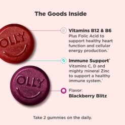 Alternative view of OLLY MEN'S Multivitamin Gummies,       Vitamins A,C,D,E,B-complex and Zinc, Blackberry Flavour.                                                  To Promote Wellness and boost Energy supply/ 90 Gummies  New improved Formula