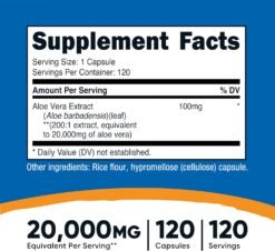 Alternative view of Nutricost Aloe Vera 20,000mg 
To Support digestive Health, Antioxidants, Blood sugar-90 capsules 
Exp: