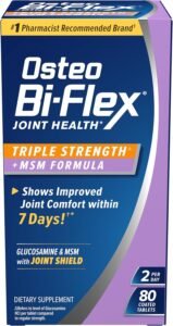 Osteo Bi-Flex Triple Strength with Glucosamine, Chondroitin, MSM  with Vitamin D- Joint Health Support Coated Tablets for improved absorption - 80 Tablets                                                           Exp: