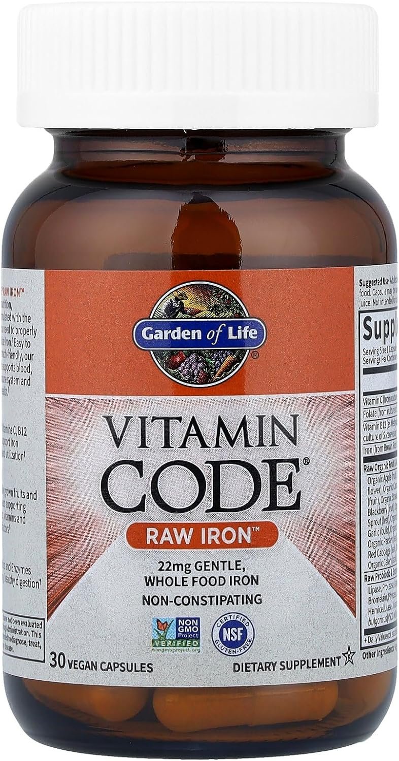 Garden of Life Vitamin Code Raw Iron supplement 22mg with vitamin C, B12, Folate, Probiotics,Veggies Blend For Anaemia & Energy support in Women-30 Capsules Exp: - Image 3