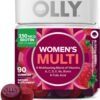 OLLY Women's Daily Multivitamin Gummies, with Vitamins A,D,C,E, Biotin, Folic acid                                                 Chewable vitamins, Berry Flavour/ - 90 Gummies ( 45 days supply)                       New and improved taste.