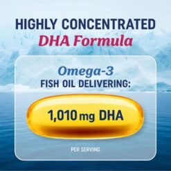 Alternative view of DHA Ultra Omega-3 Fish Oil 1000mg, High Strength DHA Supplement , 1414mg Total Omega 3 Brain and Cognitive Health support -60 Softgels                                       Exp: