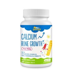 ChiQwench High Absorption Calcium Supplement with Vitamin D2,K2,Magnesium,Zinc & Prebiotics for children, Orange Flavour For Bone Strength, Teeth and Joint Support -60 Tablets