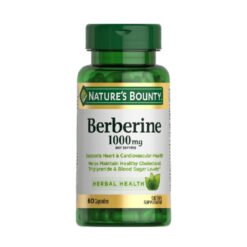 Nature Bounty Berberine, 1000mg. Support For Weight Loss, PCOS, Heart Health, Cholesterol & Blood Glucose level in a Normal Range- 60 Capsules Exp:06/2027