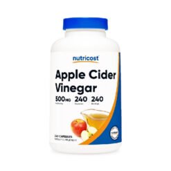 Nutricost Apple Cider Vinegar, 500mg. Gut Health Support, Appetite Control, Blood Sugar Management -240 Capsules.Exp