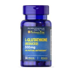 Puritan's Pride Reduced L-Glutathione, 500mg. For Antioxidant Effect, Skin Glow, AntiAging, Free Radicals Neutralization & Energy Support- 30 Capsules                                 Exp: