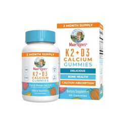 Mary Ruth Organics Calcium with Vitamin D&K2. 1000IU Peach, Mango,  Apricot- Flavour,Bone Health, Strong Teeth and Joint Support for Kids-60 Gummies