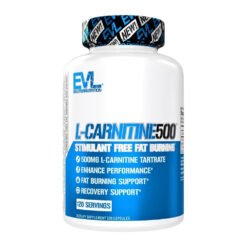 EVL L-Carnitine With Stimulant Free-L-Tartrate, 500mg. Support For Weight Loss, Lean Muscle Growth & Fat Burning, -120 Capsules                                                       Exp: