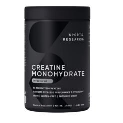 Sports Research Creatine Monohydrate Micronized Unflavoured   Powder,-500g.Improve Performance, Strength & Support Workout Recovery- 100 Servings                                                                                                                           Exp: