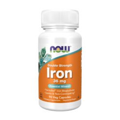 Now Foods Double Strength Iron, 36MG. Non-Constipating Essential Mineral For Anemia, Red Blood Cell Formation, Energy Support.-90 Capsules                                                                     Exp: