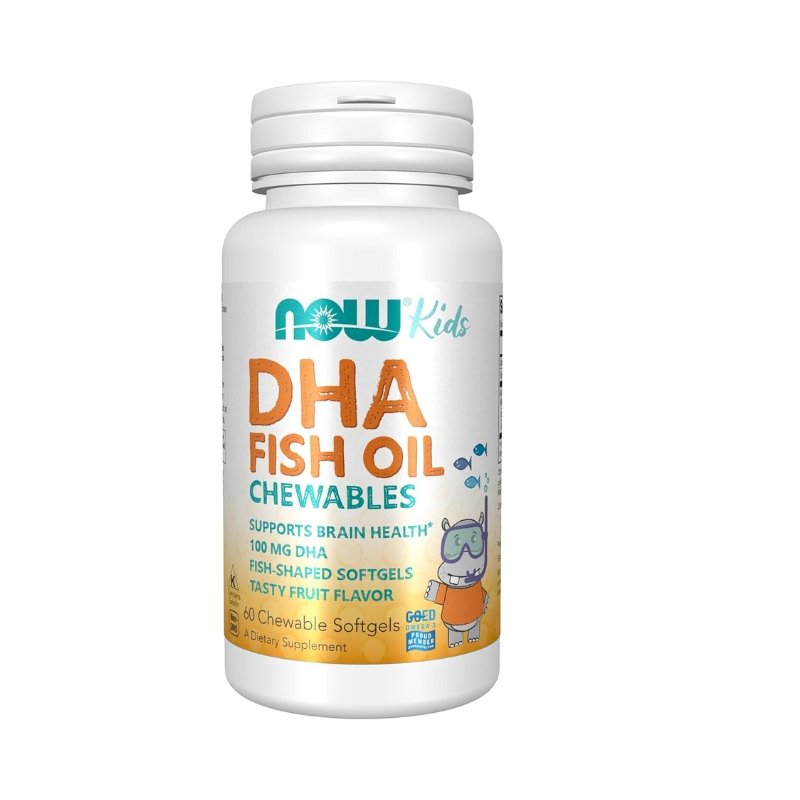 Now Food DHA Supplement for Kids, 100mg Chewable Softgels For Cognitive, Learning, Social Development-60 Softgels Exp: