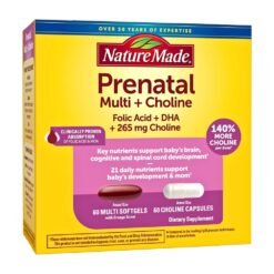 Nature Made Prenatal Vitamin  For Women, with Choline, Folic Acid, DHA For Optimal Fetal Brain Development, Growth & Maternal Health. 60 Days Supply  Exp: