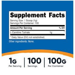 Alternative view of Nutricost L-Carnitine Tartrate 1000mg Powder - For Energy Support, Endurance Muscle Recovery, Weight Loss, -100g