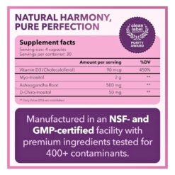 Alternative view of Intimate Rose Myo & D- Chiro Inositol 205g with Ashwaghandha & Vitamin D. For Hormonal Balance, Ovarian Health, PCOS Support, Improved Insulin Sensitivity, Weightloss & Wellness  - 120 Capsules                                             Exp: