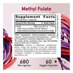 Alternative view of Jarrow Formulas Extra Strength Methyl Folate 400mcg, For Cellular, Genetic, Cardiovascular & Nervous System Support --60 Capsules                                                                 Exp:09/ 2028