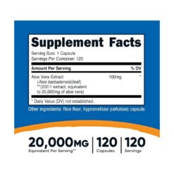 Alternative view of Nutricost Aloe Vera 20,000mg To Support Digestive Health, Neutralize Free Radicals, Improve Blood Sugar. 120 capsules Exp: