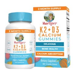 Mary Ruth's Organic Calcium with Vit D3 & K2 For Kids, 1000IU. Peach, Mango & Apricot Flavour. For Bone Health, Strong Teeth & Joints-60 Gummies                                                      Exp:09/2027