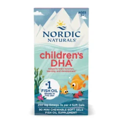 Nordic Naturals Children’s DHA, Strawberry. 250 mg Omega-3 with EPA & DHA - Brain, Eyes, Nerve Development & Function - Non-GMO, - 90 Chewable Soft Gels  -                     Exp:05/2029