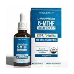 Triquetra Organic Kids L-Methylfolate (5-MTHF) & Methyl B12 Cofactor, Sublingual Form, Superior Form of Folate, Adjustable Dosing for All Ages. Support for MTHFR, Mood, Behavior, Cognition - Organic Berry Flavor, 30mls                                                   Exp: 09/2027