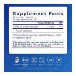Alternative view of Pure Encapsulations Choline Bitartrate, 275 mg. Supports Methylation, Brain Health, Cognitive Performance & Cell Function -100 Capsules