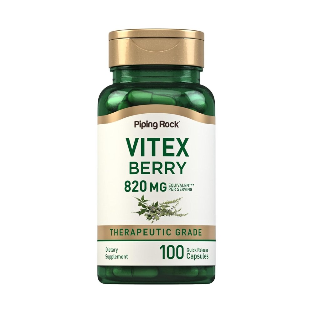 Piping Rock Vitex Chasteberry, 820MG. For Menopausal, PMS, Hormonal Support, 100 Capsules. Exp: 07/2028