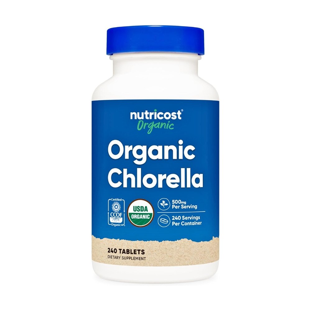 Nutricost Organic Chlorella, 500mg. For Detoxification, Antioxidant Support, Superfood, Nutrient Source, 240 Tablets Exp: 10/2028