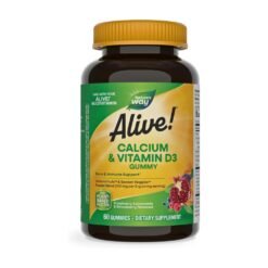 Nature’s Way Alive! Chewable Calcium with Vitamin D3. Daily Support For Healthy Bones, Teeth & Muscle Function. Strawberry & Raspberry Lemonade Flavored. 60 Gummies.    Exp: 09/2027