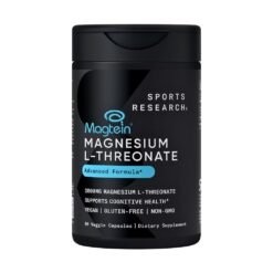Sports Research Magtein Magnesium L-Threonate, 2000MG. For Enhanced Brain Health, Memory, Focus & Restful Sleep Support, (Nootropic), 90 Capsules. Exp: 02/2029