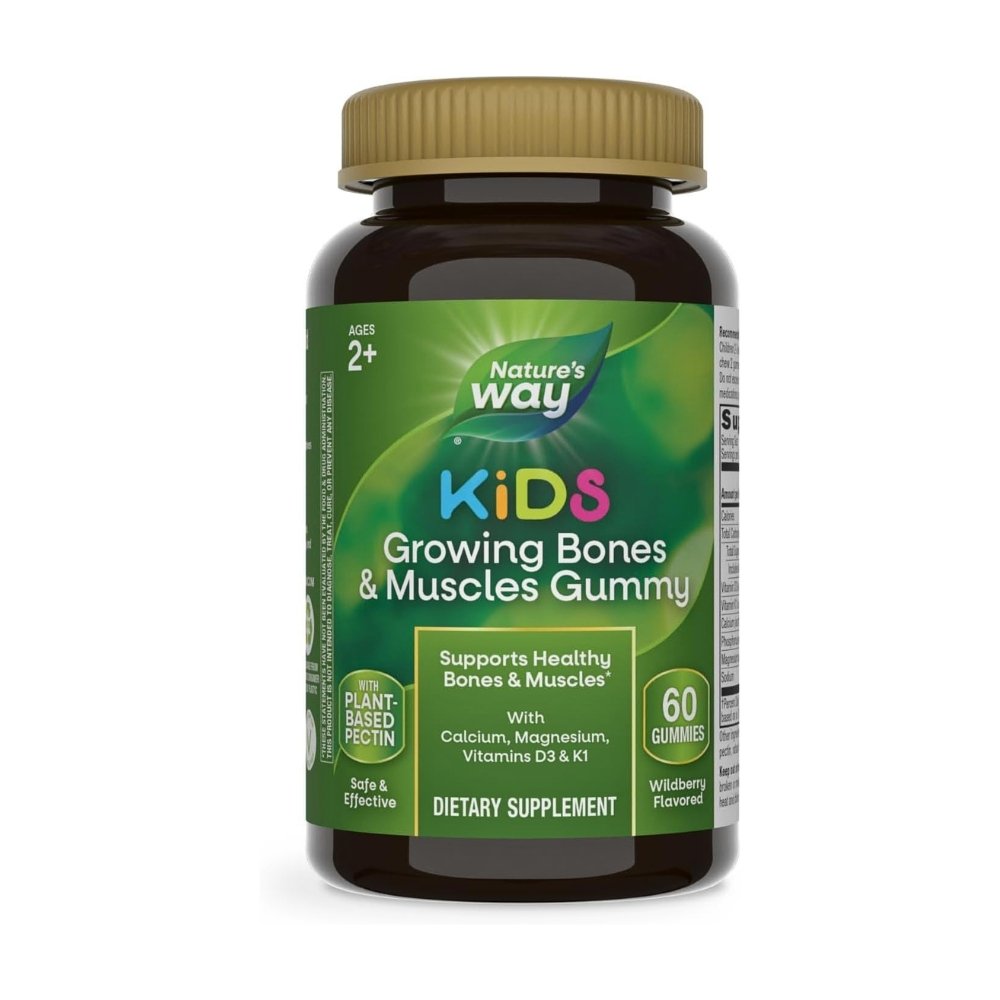 Nature's Way Kids Growing Bones & Muscles With Calcium, Magnesium, D3 & K1. Supports Healthy Bones, Teeth & Muscles, 60 Gummies Exp:10/2027