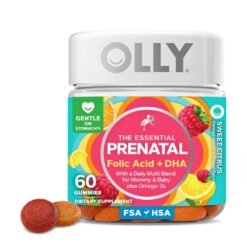 OLLY Prenatal Multivitamin Chewable Gummy for Women with Folic Acid + Vitamin D, Omega 3 DHA, Supports Healthy Growth & Brain Development,  Citrus Berry Flavor, 60 Gummies         Exp:11/2026