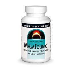 Source Naturals Mega Folinic Acid, Bioactive Form of Folic Acid, 800mcg. Supports Speech, Focus, Behaviour, Brain & Neurological Development.-60 Tablets      Exp: 10/29