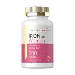 Carlyle For Her Iron Supplement for Women, Slow Release Iron (Ferrous Sulfate), 45MG. Prevent Anaemia, ADHD Support, Boost Immunity, Red Blood Cell Production, Reduce Tiredness, 200 Tablets                                                           Exp:01/2029